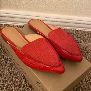 Express open loafers red shoes